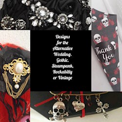 Charlie Wedding Designs - Gothic wedding favours, flowers, jewellery, confetti cones, gifts & accessories.