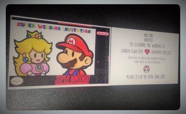Lauren & Grahame's Super Nintendo style wedding invitations.