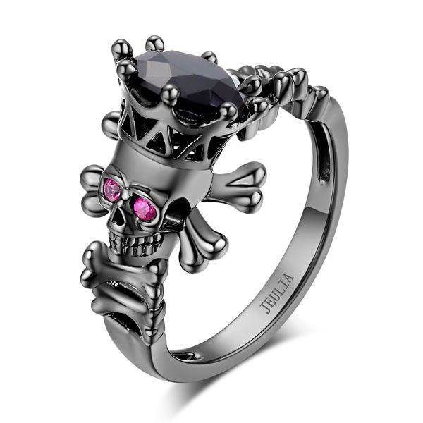 Unusual black skull engagement ring from Jeulia