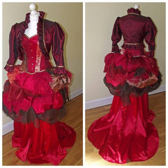 Red Steampunk bridal outfit by Lyndsey Clark