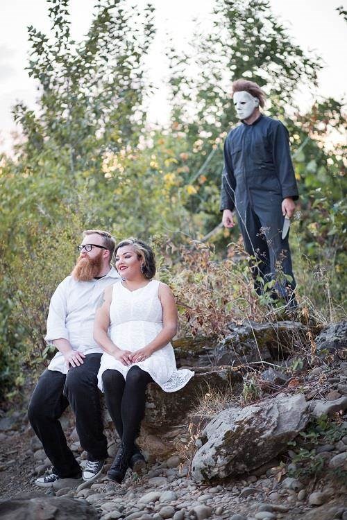 Halloween engagement photo shoot