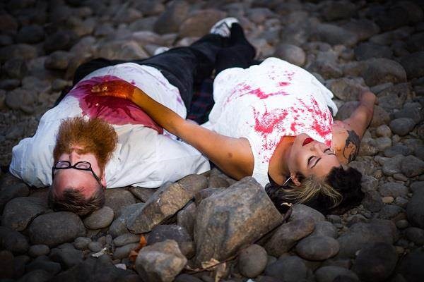 Halloween engagement photo shoot