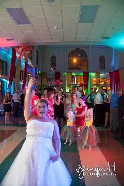 Bride throwing the bouquet