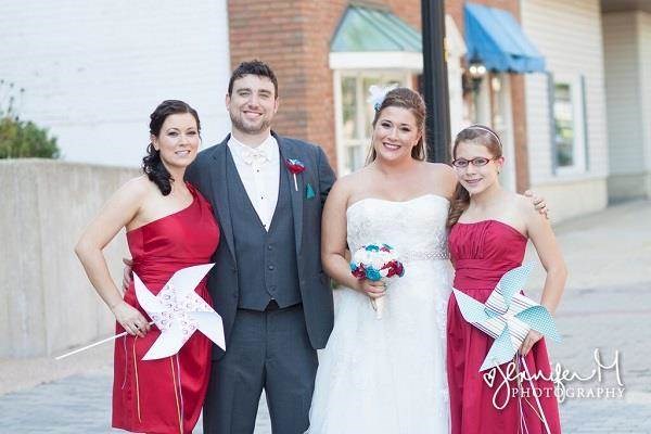 Bride, groom and bridesmaids