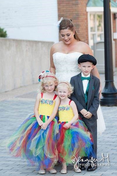 Bride with her flower girls