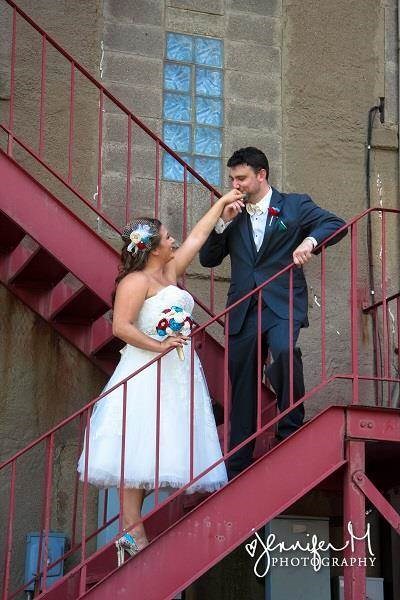 Bride & Groom on staircase