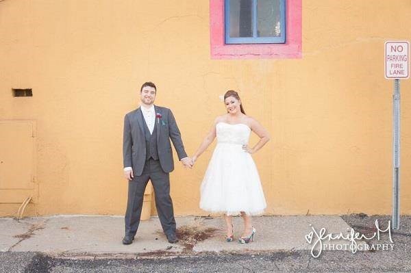 Just married! Couple holding hands