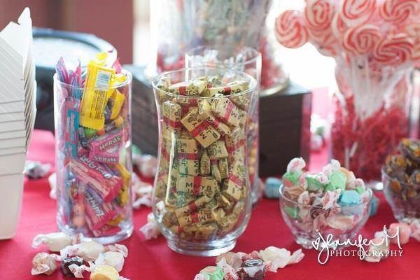 Vintage sweets buffet for a carnival wedding