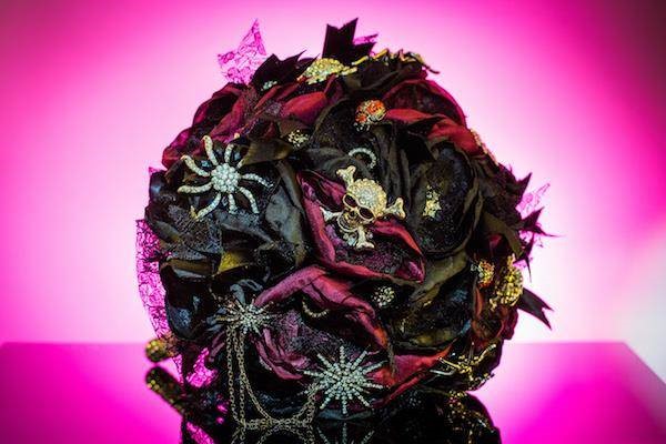 Custom made Gothic bridal bouquet for a Halloween wedding