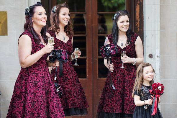 Bridesmaids at a Halloween wedding