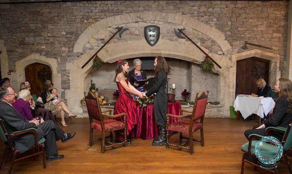 Gothic wedding ceremony at Thornbury Castle.