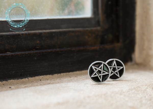 Pentagram cufflinks for a Gothic groom.