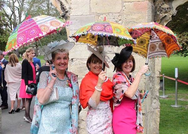 Wedding guests showing off their umbrellas!