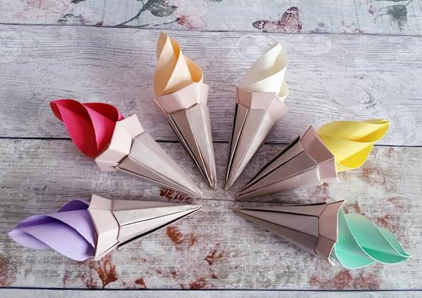 Origami ice cream cones