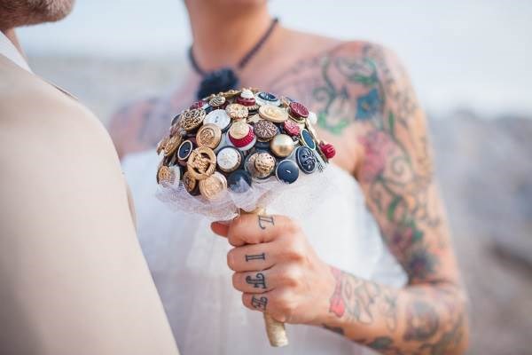 Vintage Nautical Inspired Button Bouquet (Julie Siddi Photography)