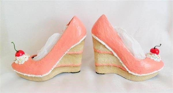 3D cake themed shoes.