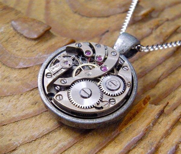 One Of A Kind Watch Movement Necklace With Original Ruby Bearings