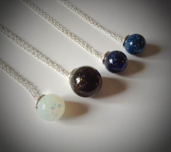 Glitter resin sphere necklaces from Always Alternative