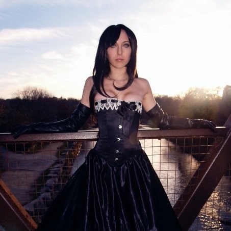 Black corset shop wedding dress