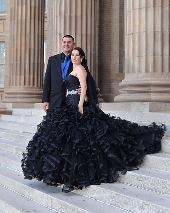 black wedding dress bride