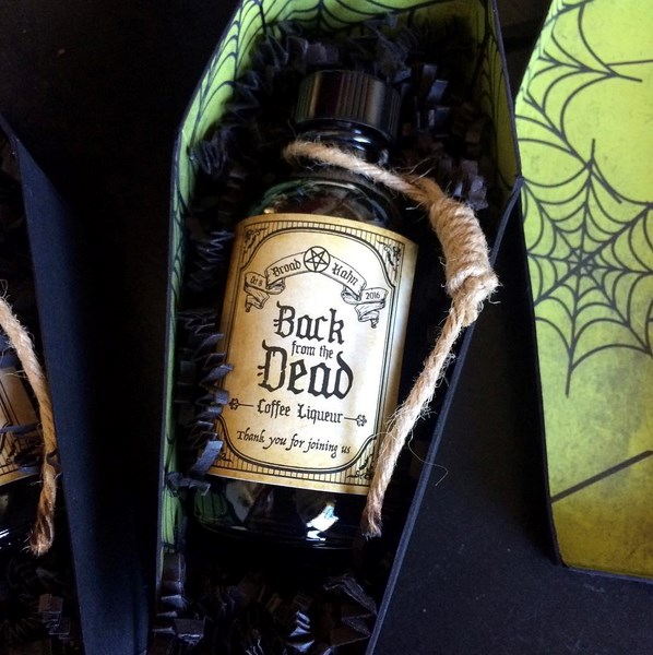 Coffin wedding favours for a Satanic wedding | Misfit Wedding