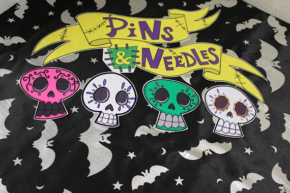 Day of the Dead skull stickers from Pins & Needles | Misfit Wedding