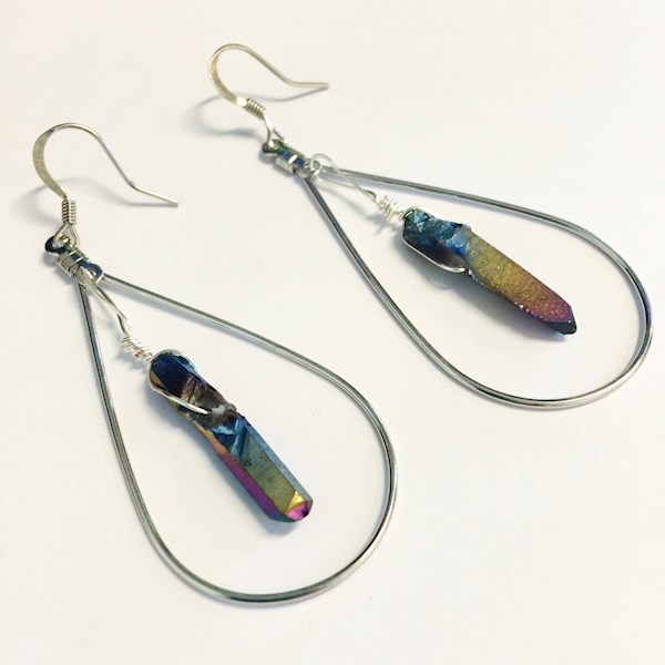 Rainbow quartz teardrop earrings from Heather Feather's Design | Misfit Wedding