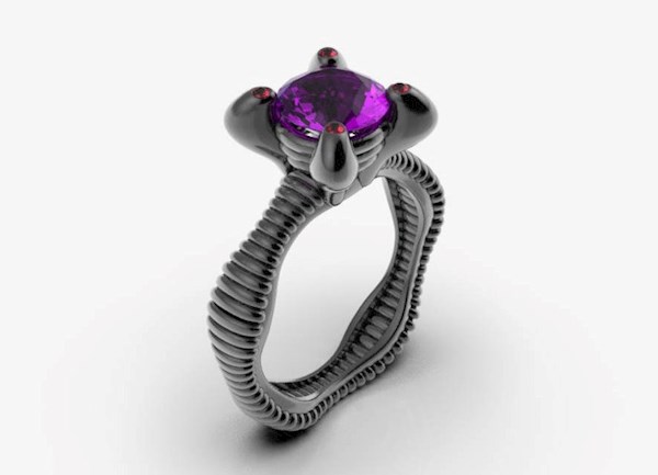 Engagement Ring Inspired by Giger's Alien from Alien Forms | Misfit Wedding