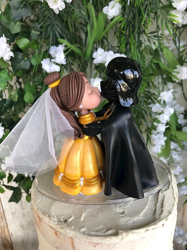 Belle and Darth Vader custom caketopper from Playcraft | Misfit Wedding